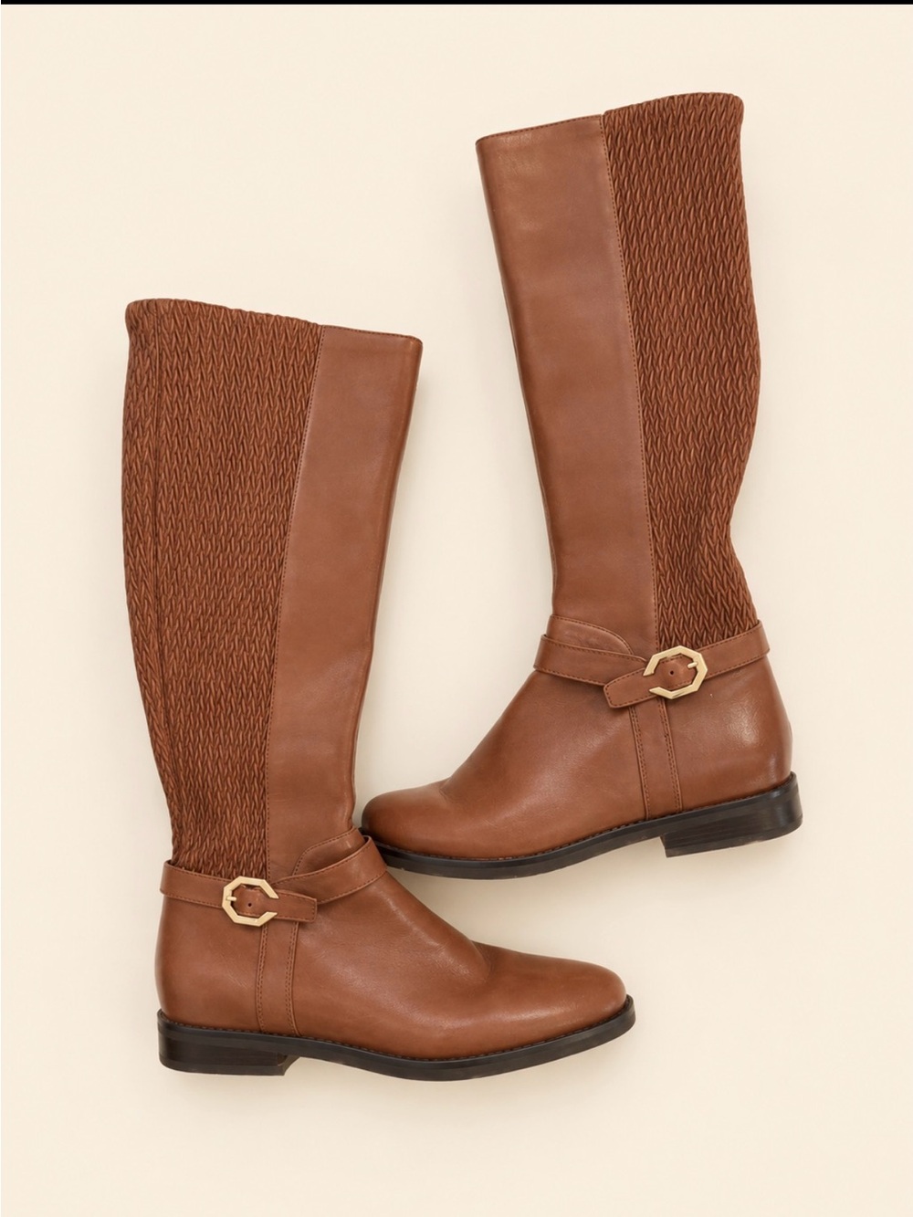 COLE HANN - Nearly New, Size 9 Women's Tall Brown Riding Boots with Knit Back